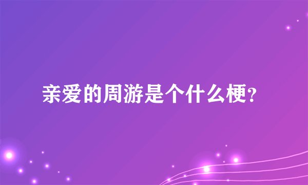 亲爱的周游是个什么梗？