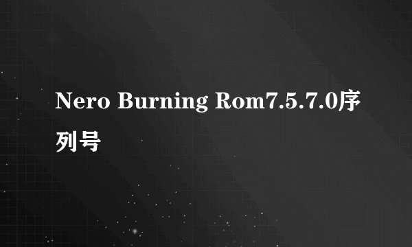 Nero Burning Rom7.5.7.0序列号