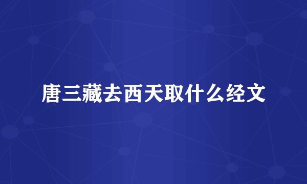 唐三藏去西天取什么经文