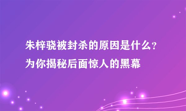 朱梓骁被封杀的原因是什么？为你揭秘后面惊人的黑幕