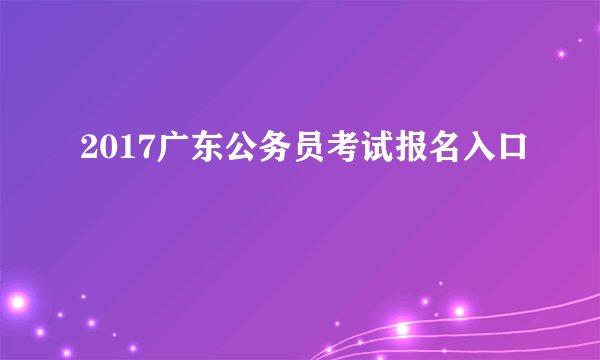 2017广东公务员考试报名入口