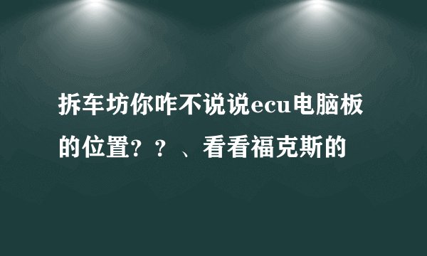 拆车坊你咋不说说ecu电脑板的位置？？、看看福克斯的