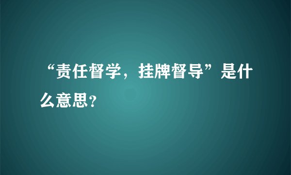“责任督学，挂牌督导”是什么意思？