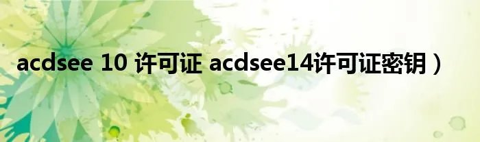 acdsee 10 许可证 acdsee14许可证密钥）