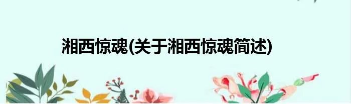 湘西惊魂(关于湘西惊魂简述)