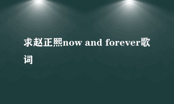 求赵正熙now and forever歌词