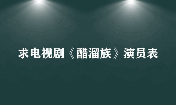 求电视剧《醋溜族》演员表