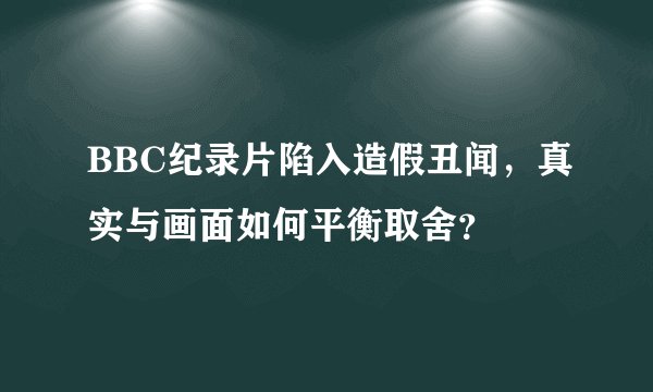 BBC纪录片陷入造假丑闻，真实与画面如何平衡取舍？