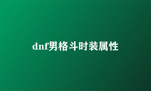 dnf男格斗时装属性
