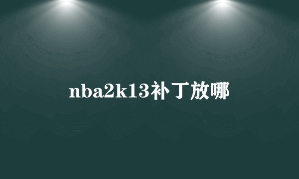 nba2k13补丁放哪