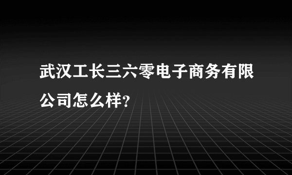 武汉工长三六零电子商务有限公司怎么样？
