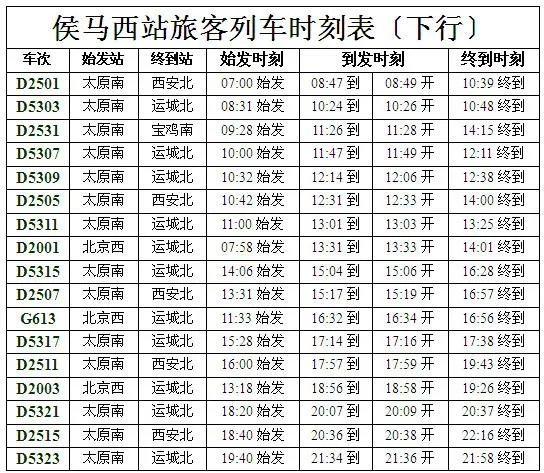 大西高铁时刻表出来了吗？