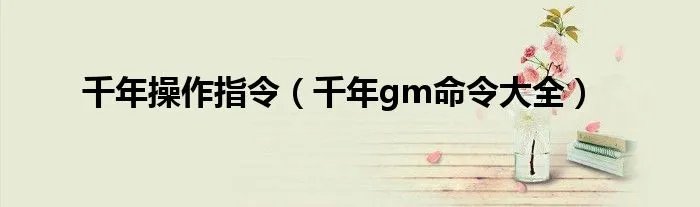 千年操作指令（千年gm命令大全）