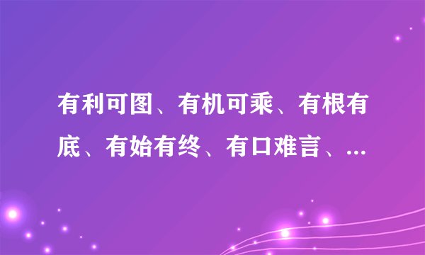 有利可图、有机可乘、有根有底、有始有终、有口难言、有恃无恐、有求必应、有志竟成的意思？