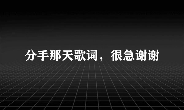 分手那天歌词，很急谢谢