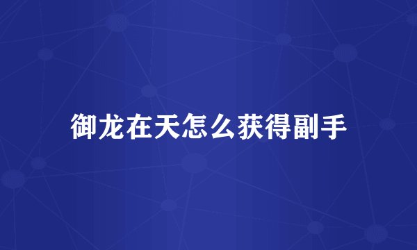 御龙在天怎么获得副手