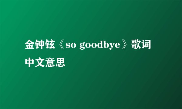 金钟铉《so goodbye》歌词中文意思