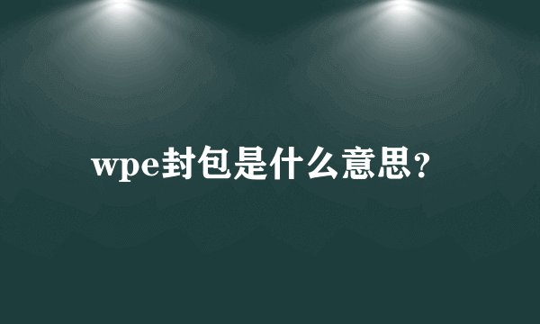 wpe封包是什么意思？
