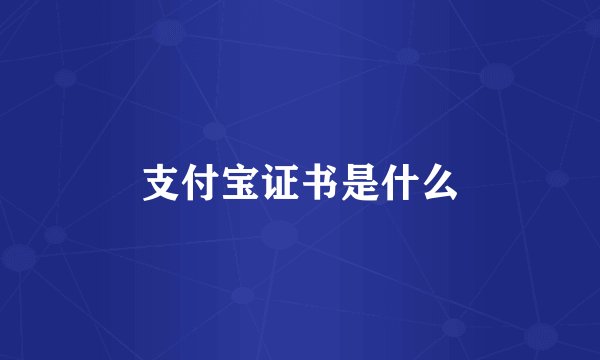 支付宝证书是什么