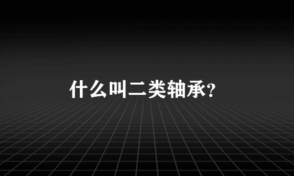 什么叫二类轴承?