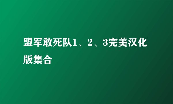 盟军敢死队1、2、3完美汉化版集合