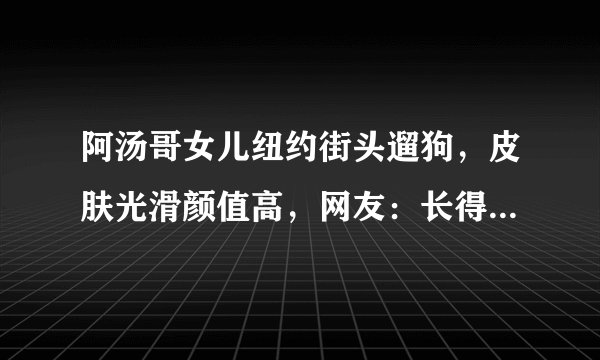 阿汤哥女儿纽约街头遛狗，皮肤光滑颜值高，网友：长得更像妈妈