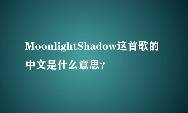 MoonlightShadow这首歌的中文是什么意思？