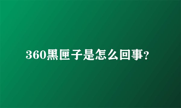 360黑匣子是怎么回事？