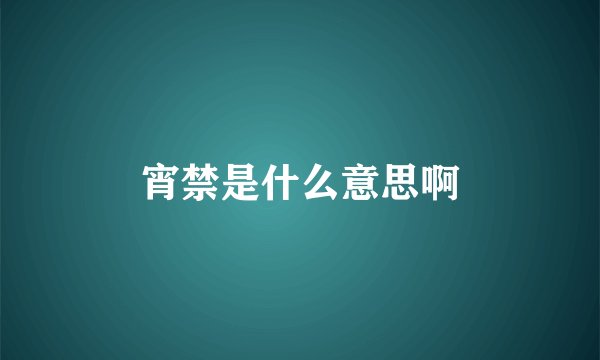 宵禁是什么意思啊