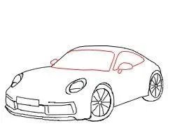 911保时捷黑白简笔画？