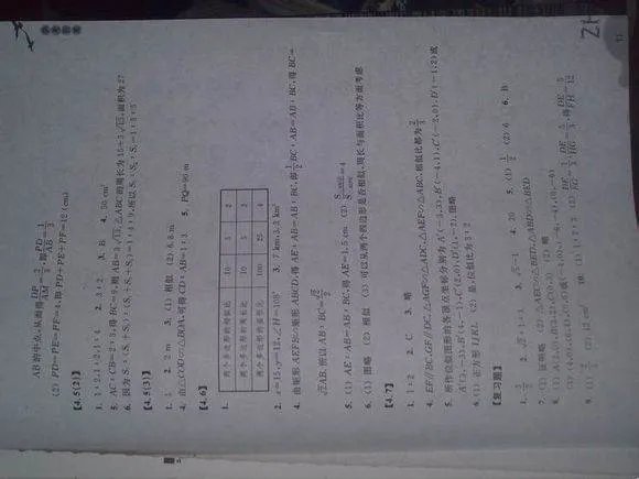 浙教版九年级上册数学作业本答案