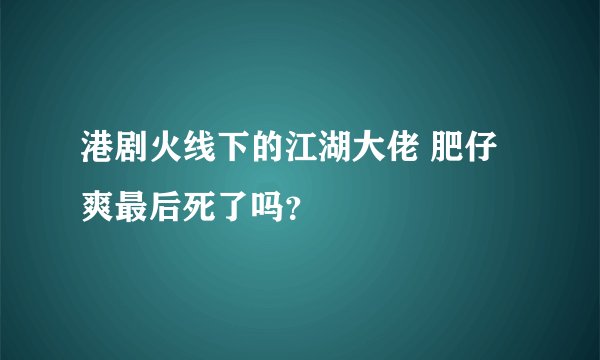 港剧火线下的江湖大佬 肥仔爽最后死了吗？