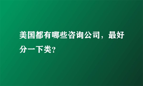 美国都有哪些咨询公司，最好分一下类？