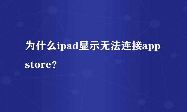 为什么ipad显示无法连接app store？