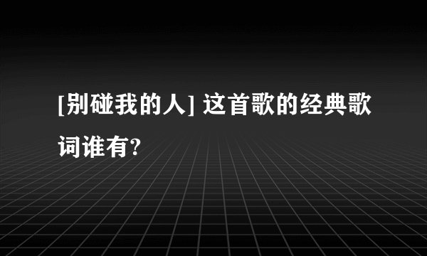 [别碰我的人] 这首歌的经典歌词谁有?
