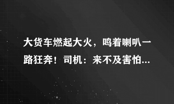 大货车燃起大火，鸣着喇叭一路狂奔！司机：来不及害怕只想找水