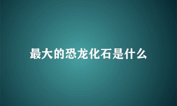 最大的恐龙化石是什么