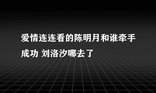 爱情连连看的陈明月和谁牵手成功 刘洛汐哪去了