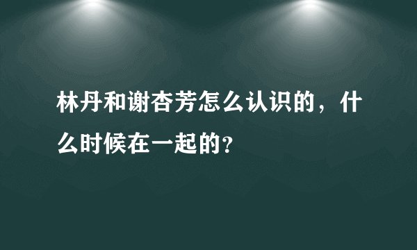林丹和谢杏芳怎么认识的，什么时候在一起的？