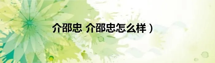 介邵忠 介邵忠怎么样）