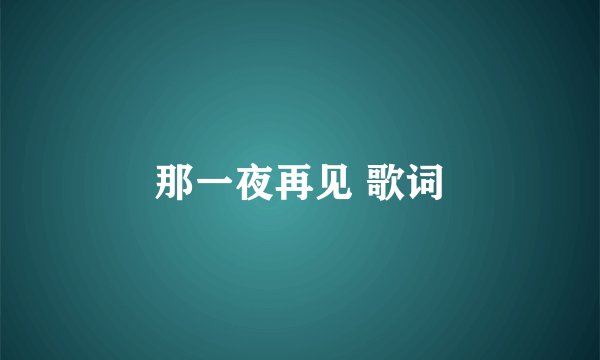 那一夜再见 歌词