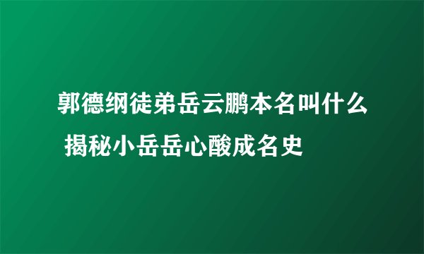 郭德纲徒弟岳云鹏本名叫什么 揭秘小岳岳心酸成名史