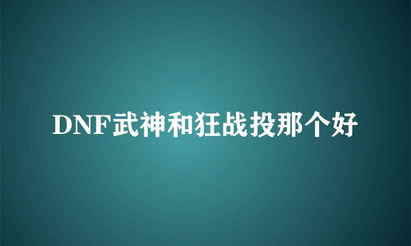 DNF武神和狂战投那个好
