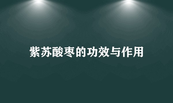 紫苏酸枣的功效与作用