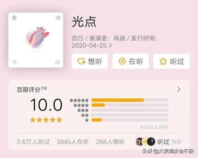 肖战新歌光点拿到豆瓣十分是什么水平？