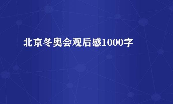 北京冬奥会观后感1000字
