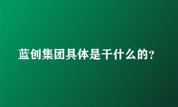 蓝创集团具体是干什么的？