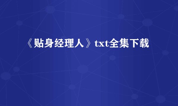 《贴身经理人》txt全集下载