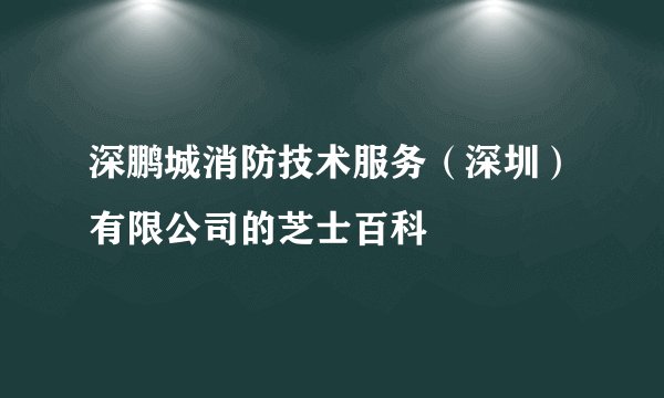 深鹏城消防技术服务（深圳）有限公司的芝士百科