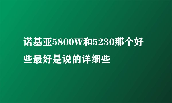 诺基亚5800W和5230那个好些最好是说的详细些